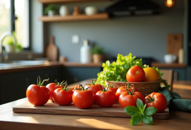 Piatto di pasta italiana con ingredienti freschi