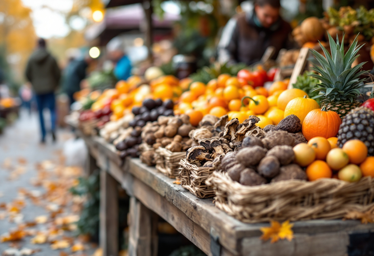 Piatto autunnale con ingredienti freschi e colorati