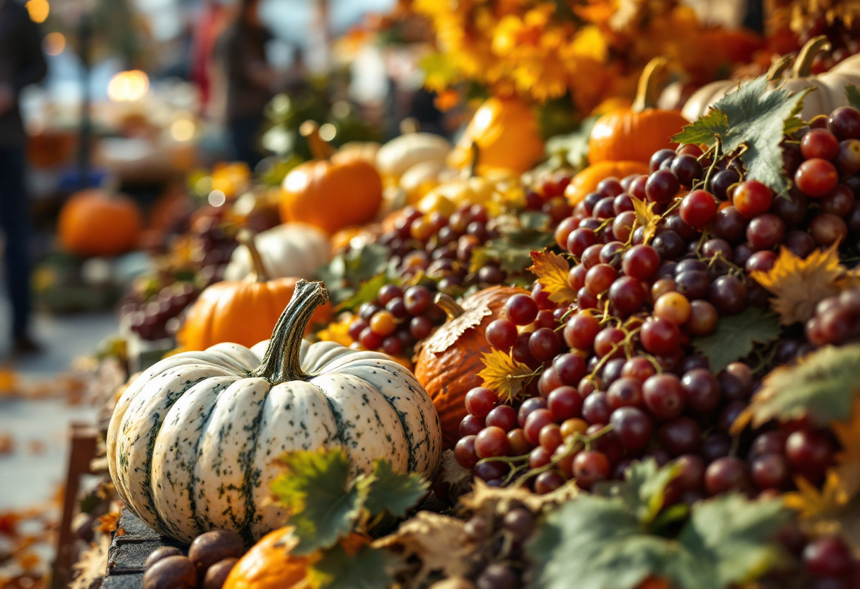 Piatto autunnale con ingredienti freschi e colorati