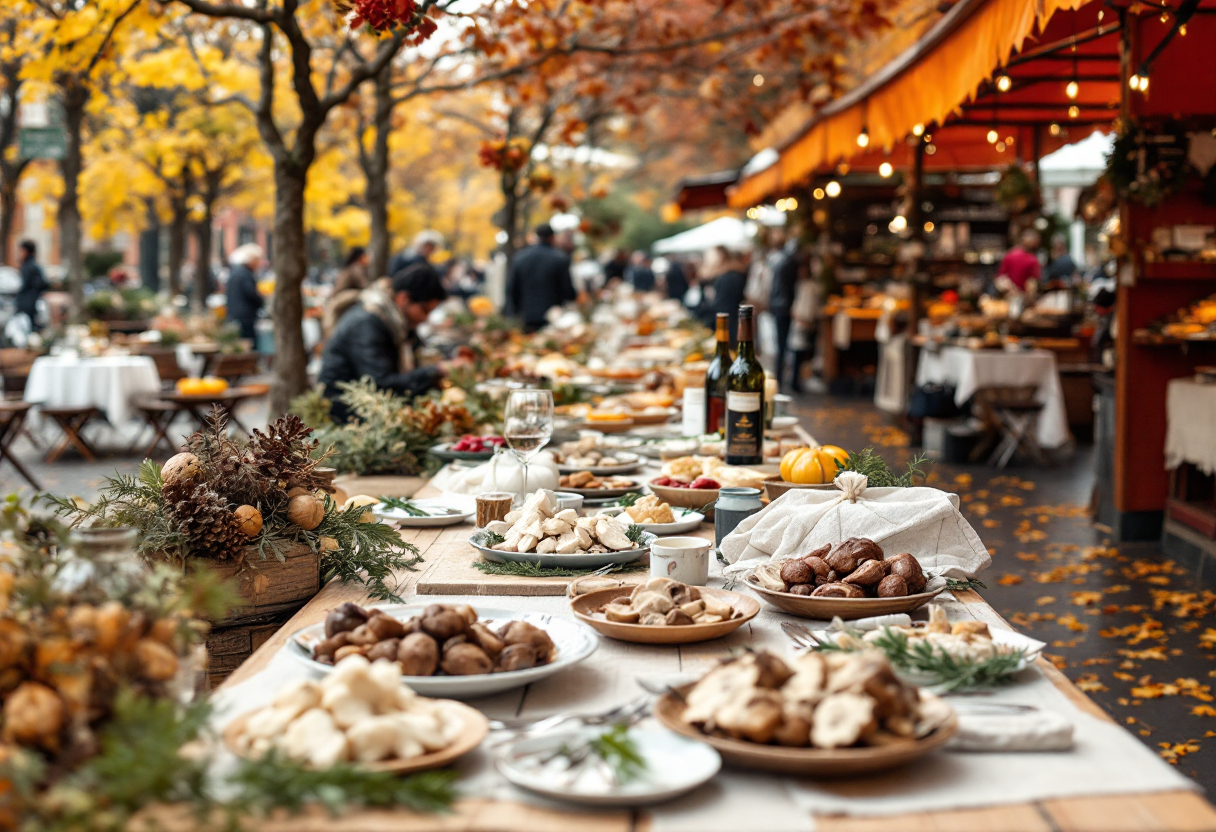 Immagine di piatti autunnali in un evento gastronomico