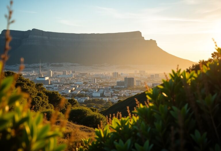 Vista panoramica di Cape Town con Table Mountain