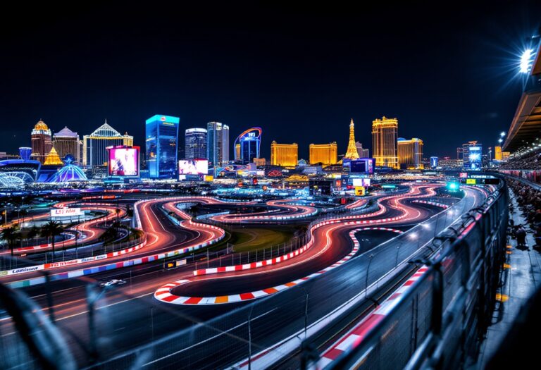 Auto da corsa in azione al Gran Premio di Las Vegas