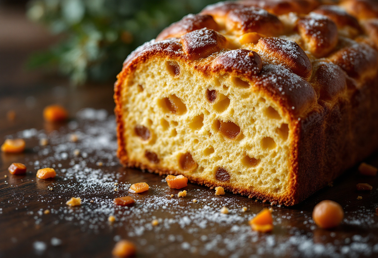 Delizioso panettone artigianale con frutta candita