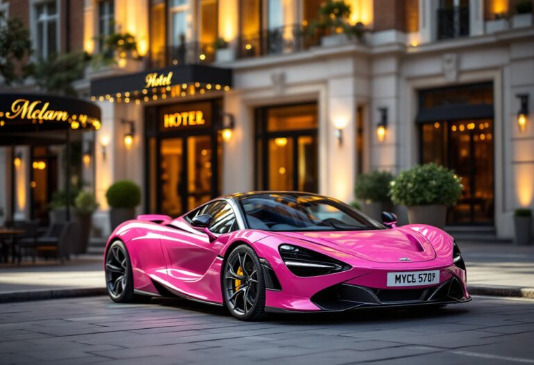 Supercar rosa misteriosa parcheggiata a Londra