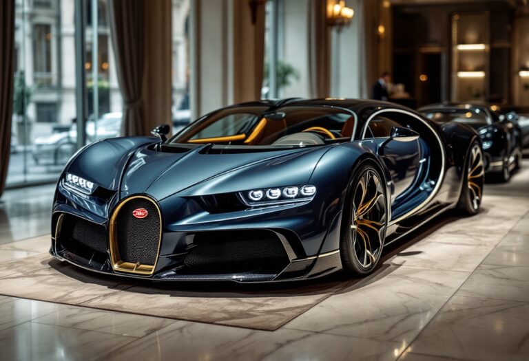 Vista della Bugatti Centodieci, un'auto di lusso esclusiva