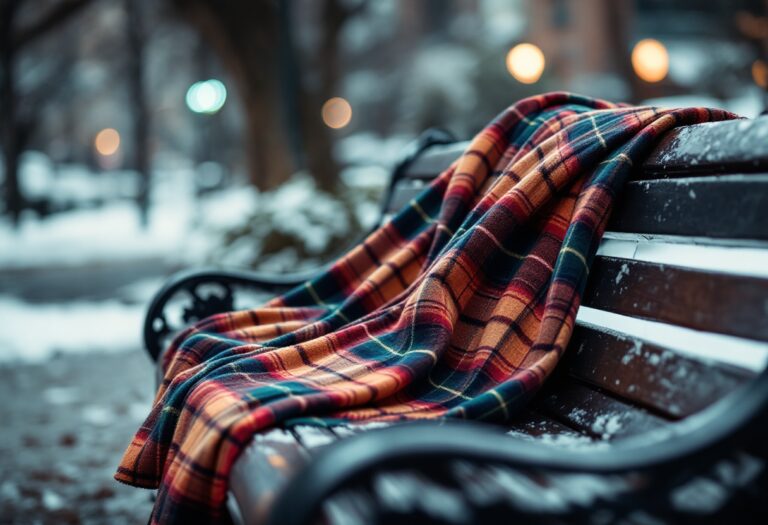 Cappotto a quadri abbinato con accessori invernali