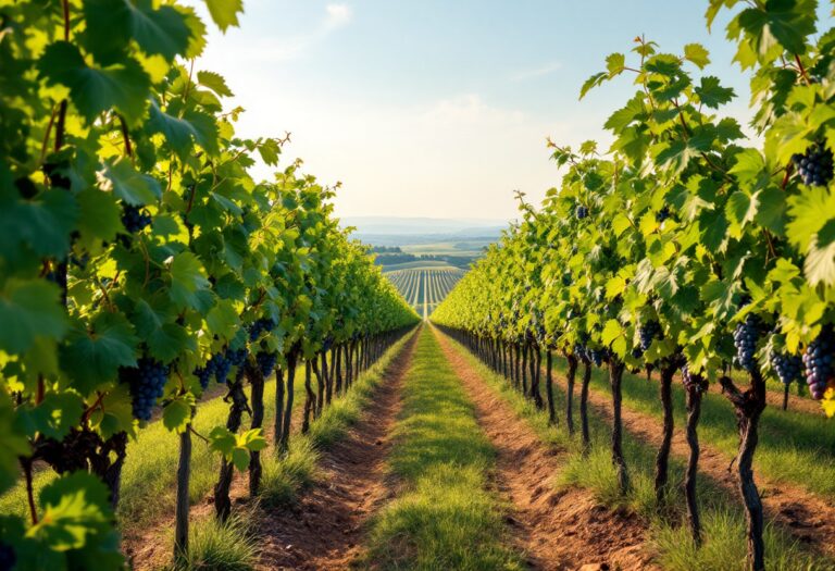 Bottiglia di vino Soave della Cappuccina in un vigneto