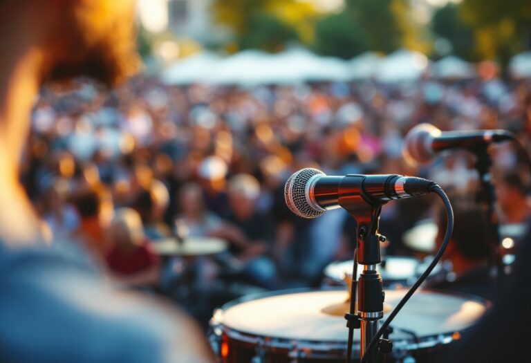 Celebrità in abiti alla moda durante un concerto