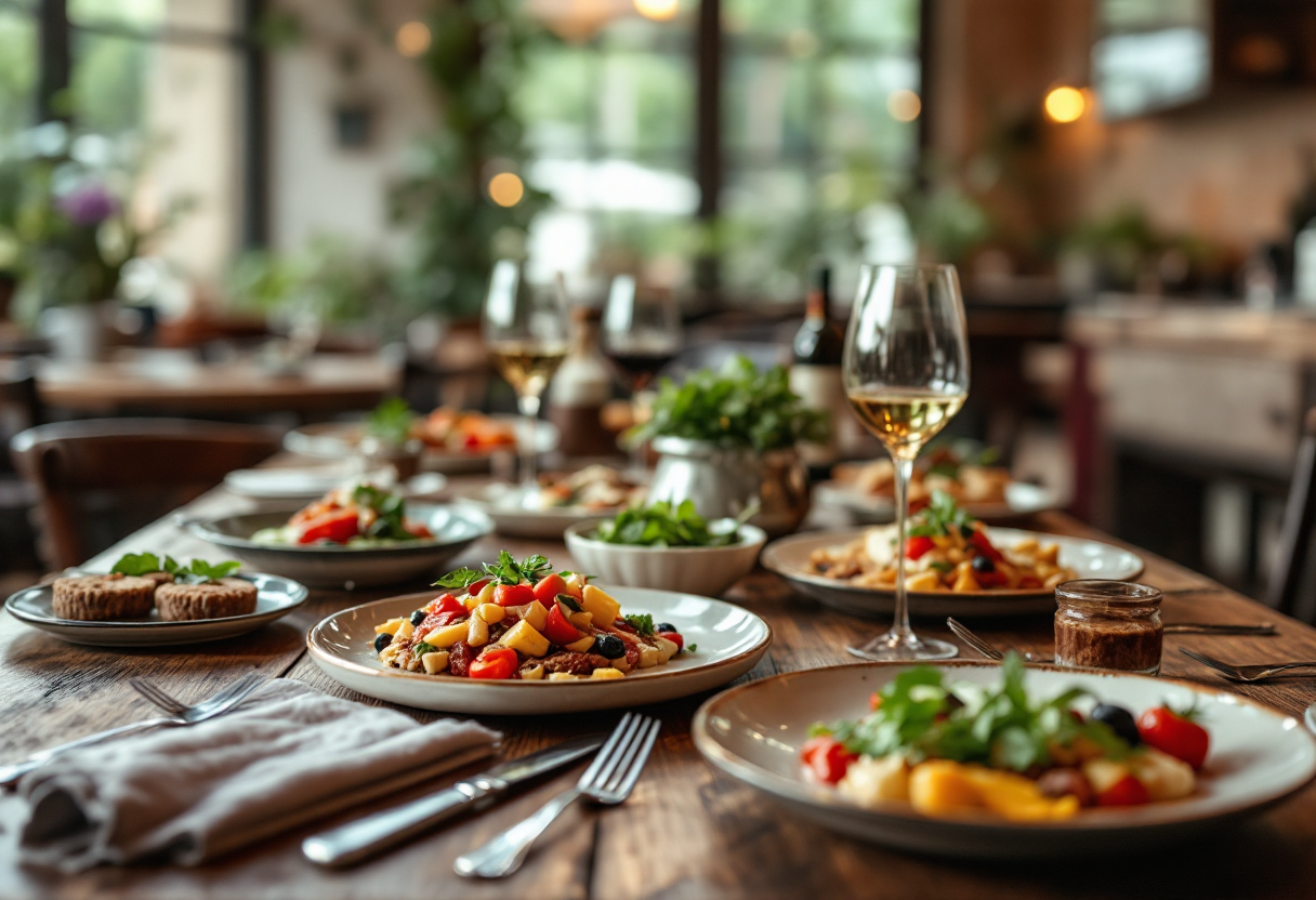 Un piatto tipico italiano durante un evento gastronomico