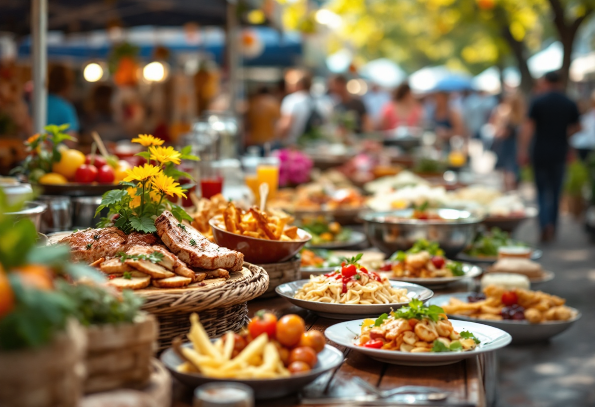 Immagine di un evento gastronomico in Italia con piatti tipici