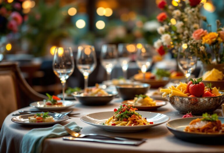 Immagine di un evento gastronomico in Italia con piatti tipici