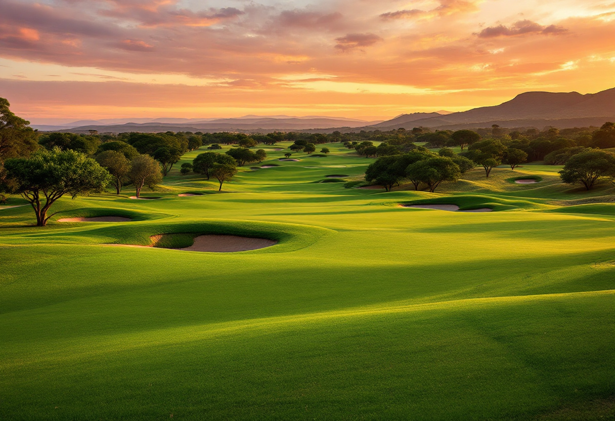 Giocatore di golf nel paesaggio sudafricano