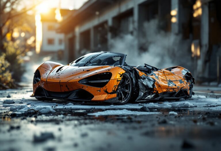 McLaren incidentata dopo un grave incidente stradale