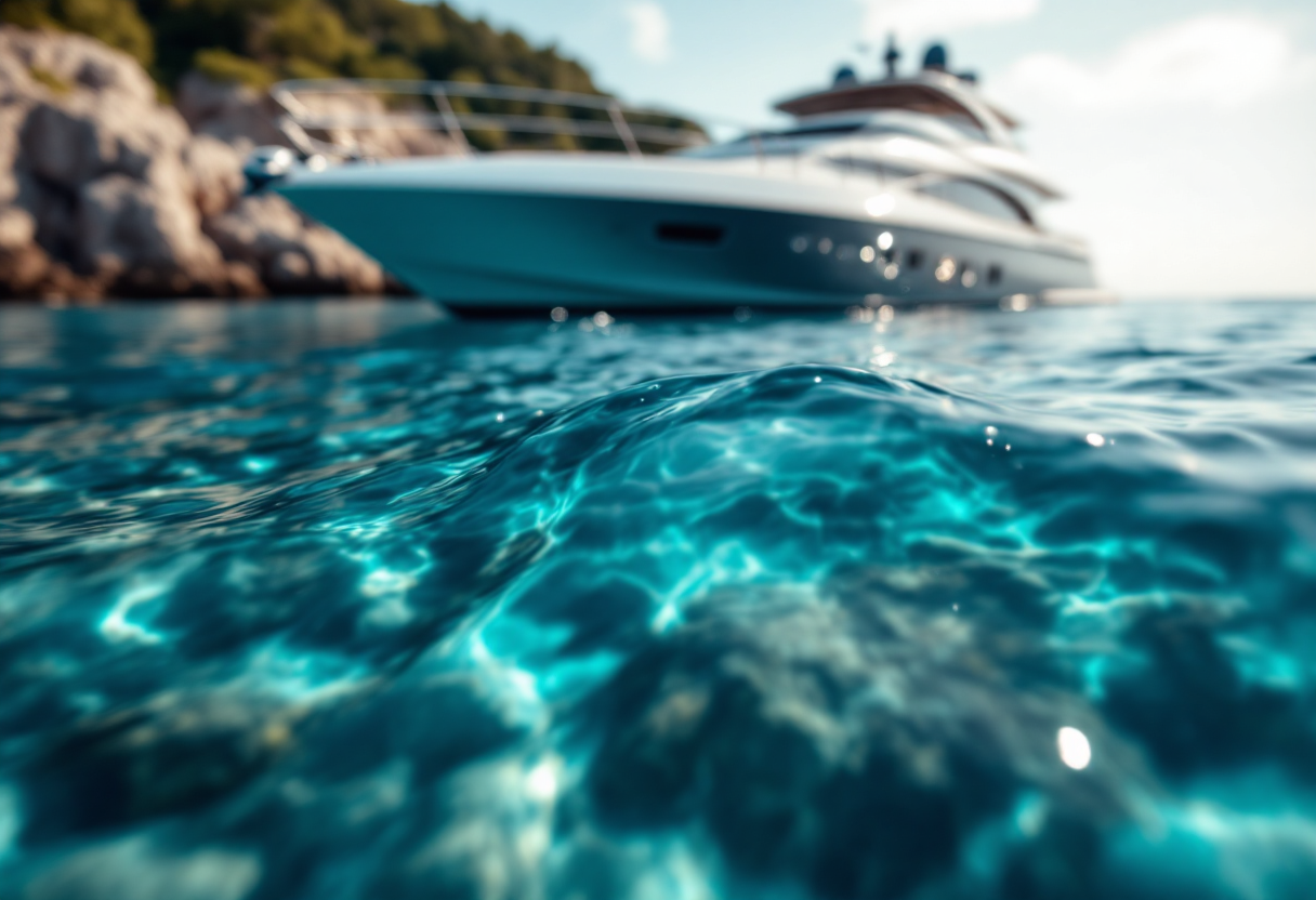 Coppia in yacht durante la luna di miele in Sardegna