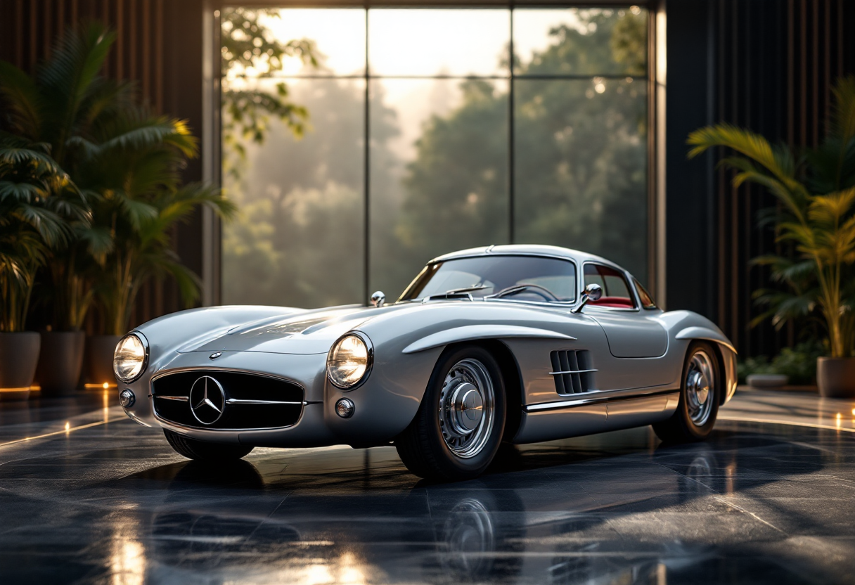 Mercedes-Benz 300 SLR Uhlenhaut Coupe in esposizione