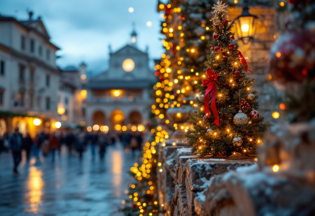 Immagine del Natale ad Assisi con luci e decorazioni