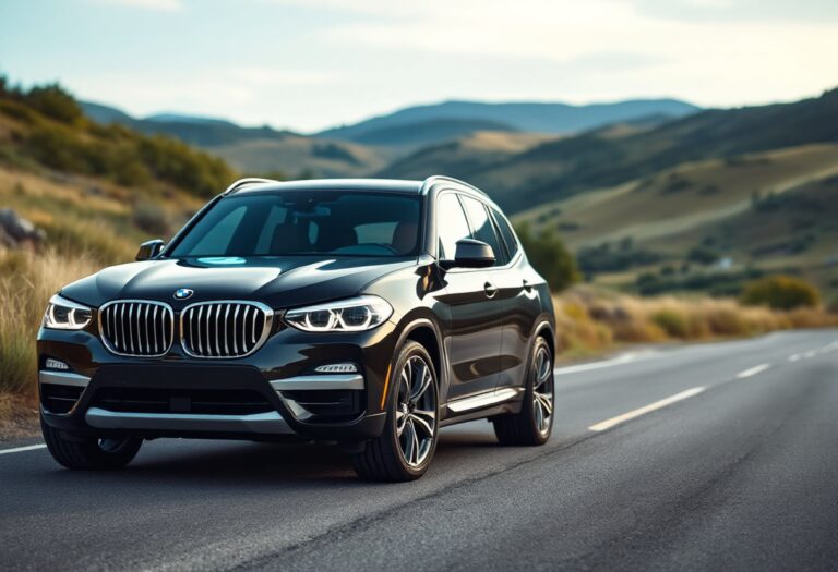 BMW X3 in movimento su strada panoramica