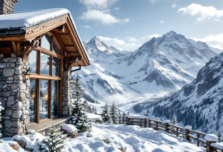 Vista panoramica di un rifugio alpino di lusso a Lech