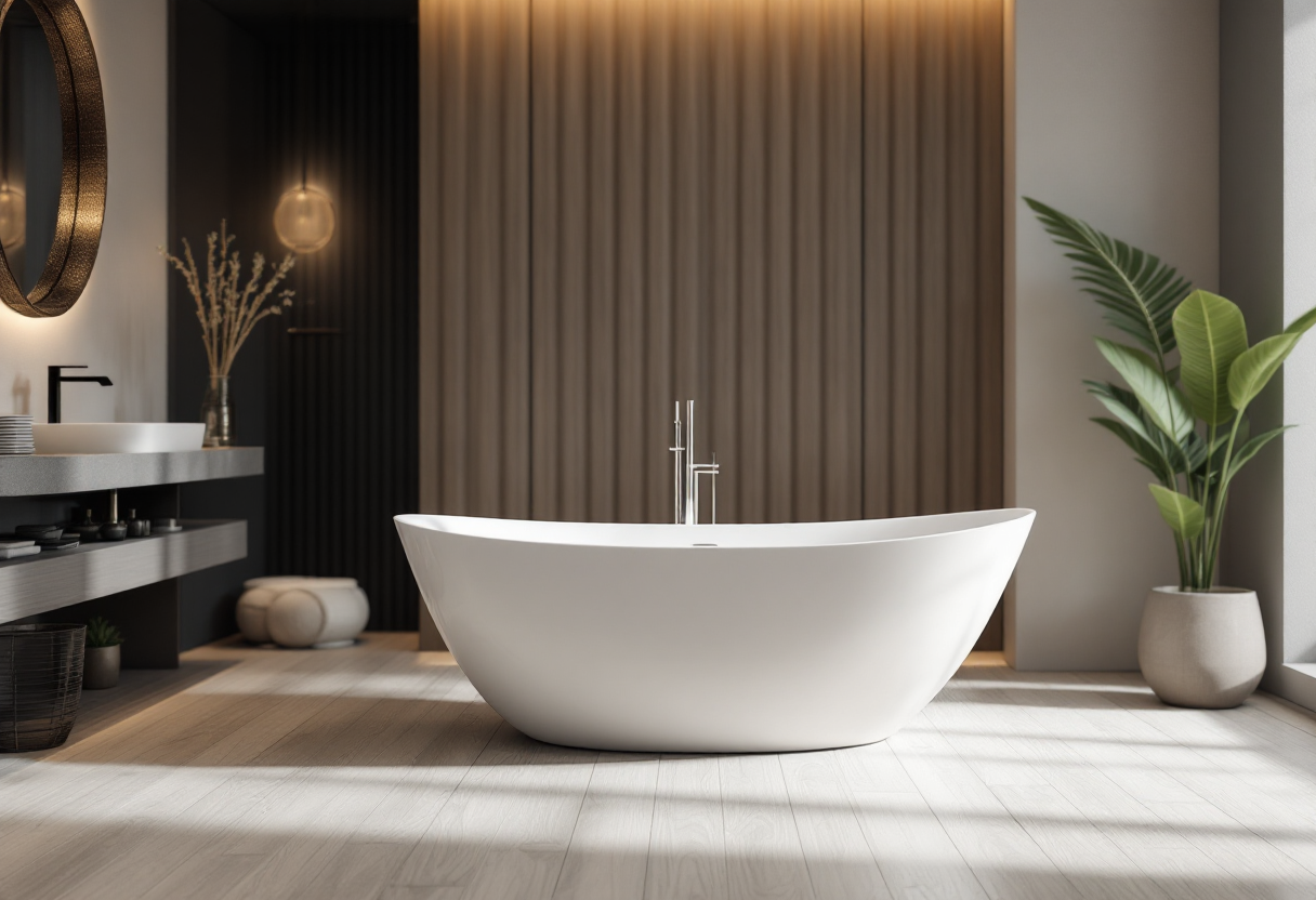 Bagno elegante con design moderno e accessori di lusso