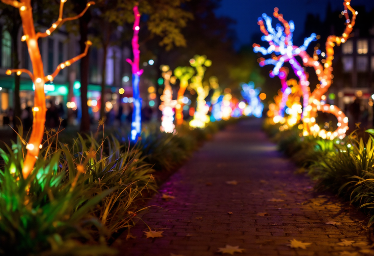 Illuminazioni spettacolari del Bright Festival a Bruxelles