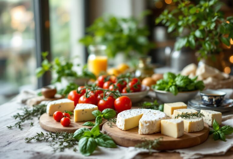 Piatto di pasta italiana con ingredienti freschi