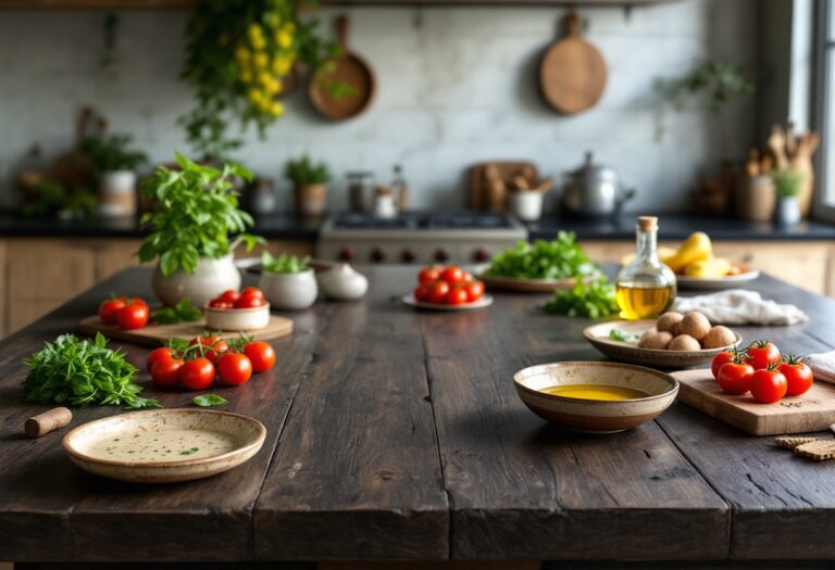 Piatto di pasta italiana con ingredienti freschi