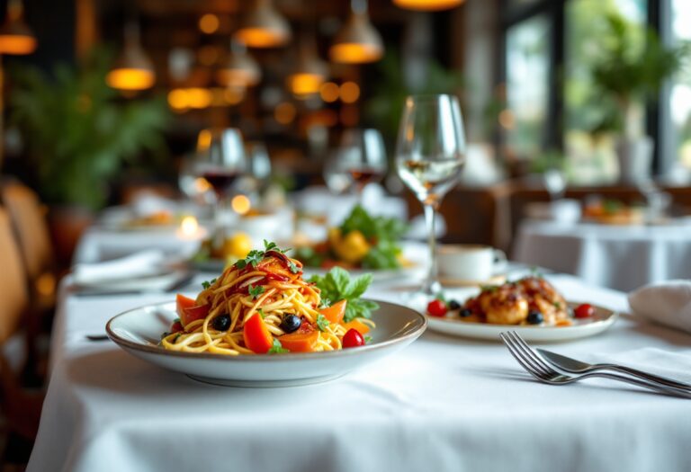 Piatto di pasta italiana con ingredienti freschi