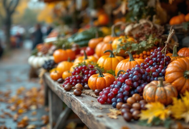 Piatto autunnale con ingredienti freschi e colorati