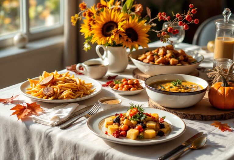 Piatto autunnale con ingredienti freschi e colorati