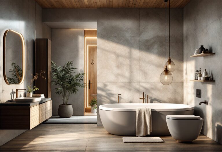 Bagno elegante con design moderno e accessori di lusso