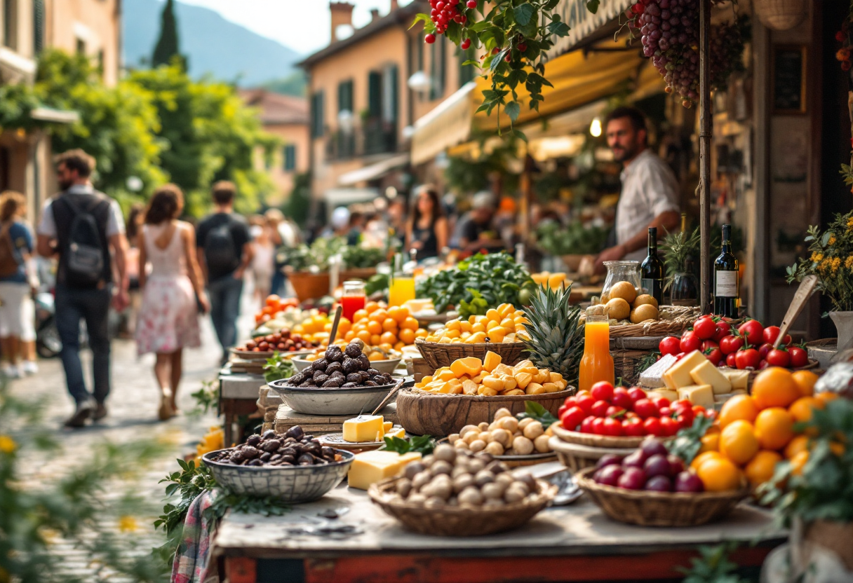 Un evento gastronomico in Italia con piatti tipici