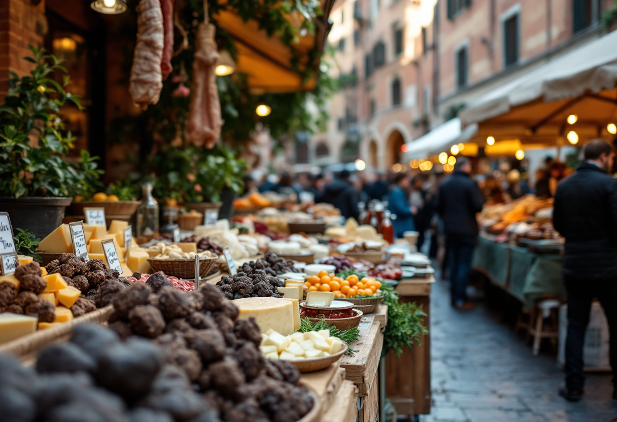 Immagine di un evento gastronomico in Italia con piatti tipici