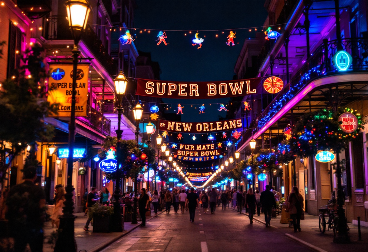 Celebrazione della vigilia del Super Bowl a New Orleans