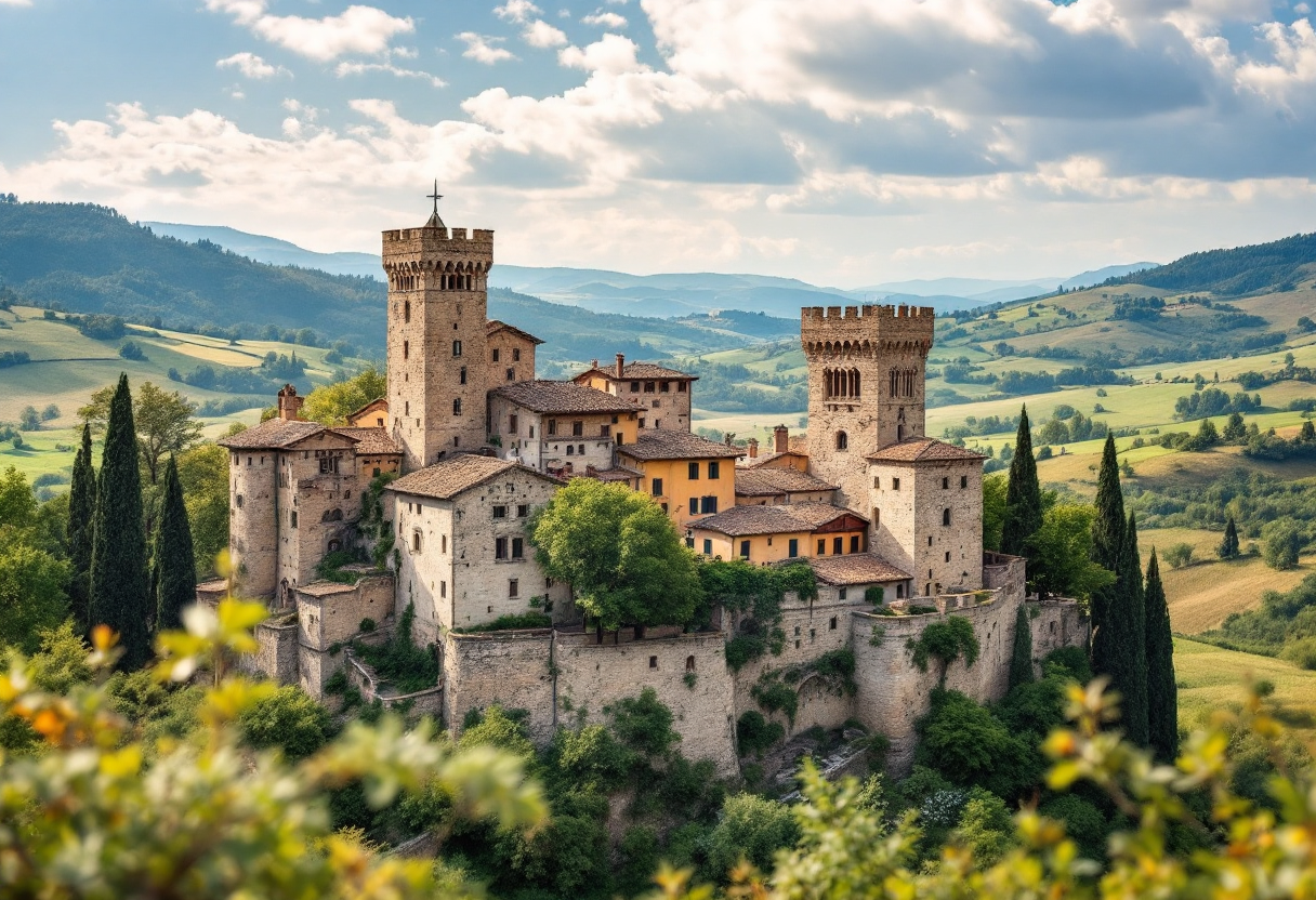 Coppia innamorata in una romantica location italiana