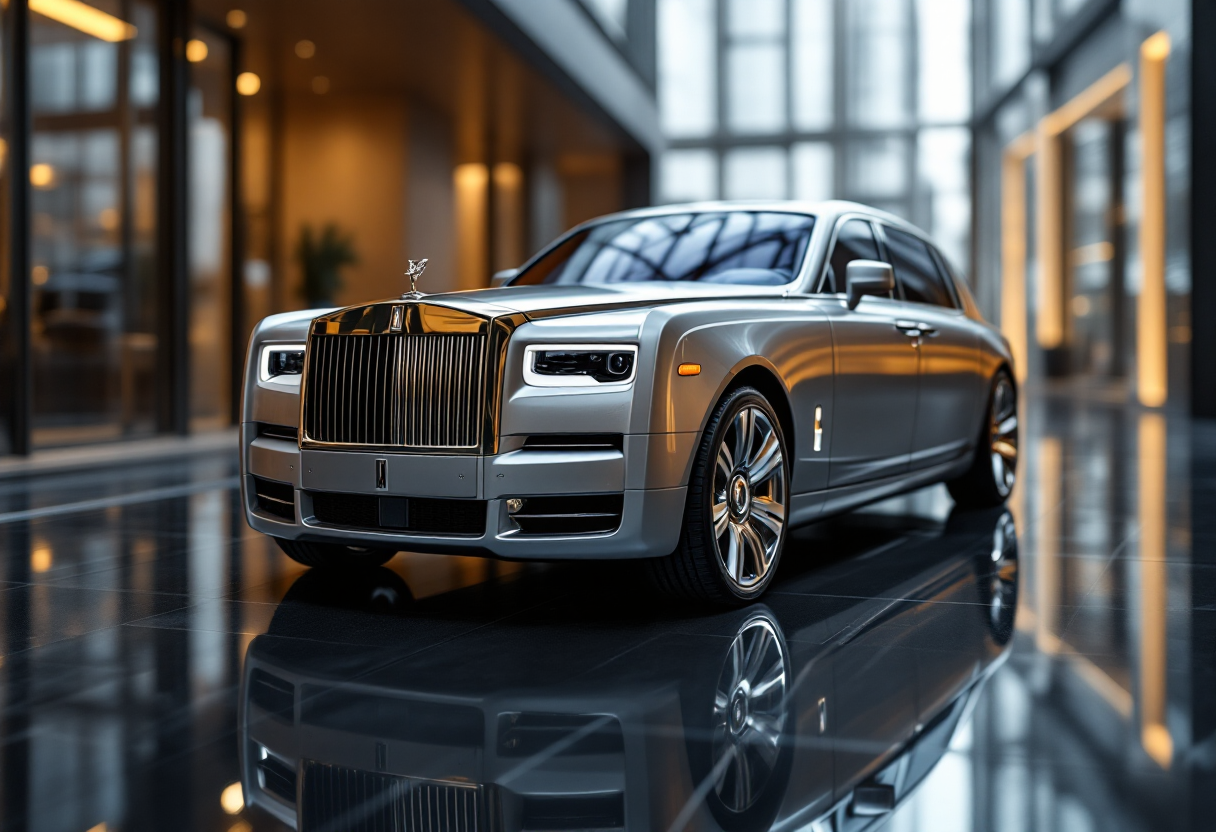 Immagine di un'auto Rolls-Royce con dettagli opulenti