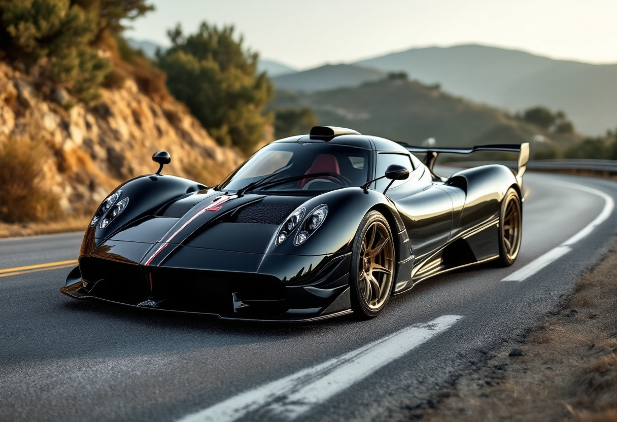 Pagani Zonda in movimento su strada americana