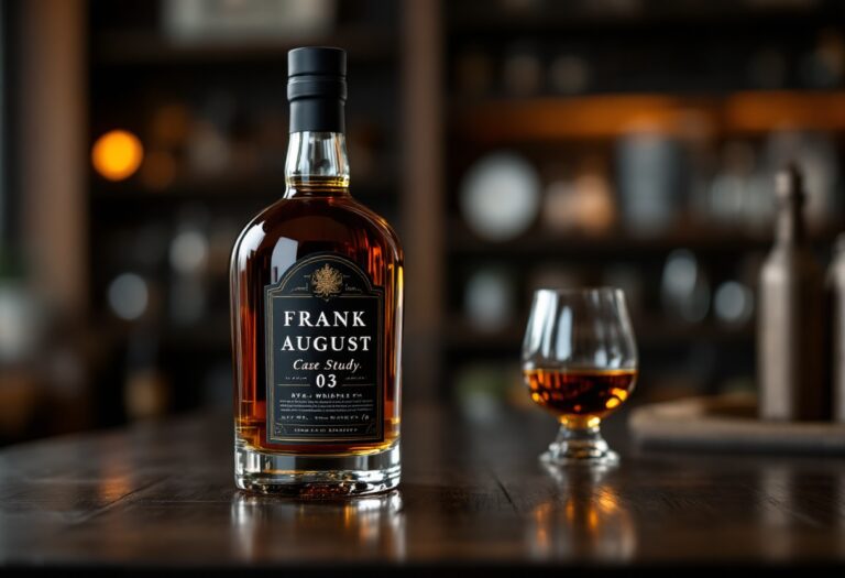 Nuovo rye whiskey di Frank August in un bicchiere elegante