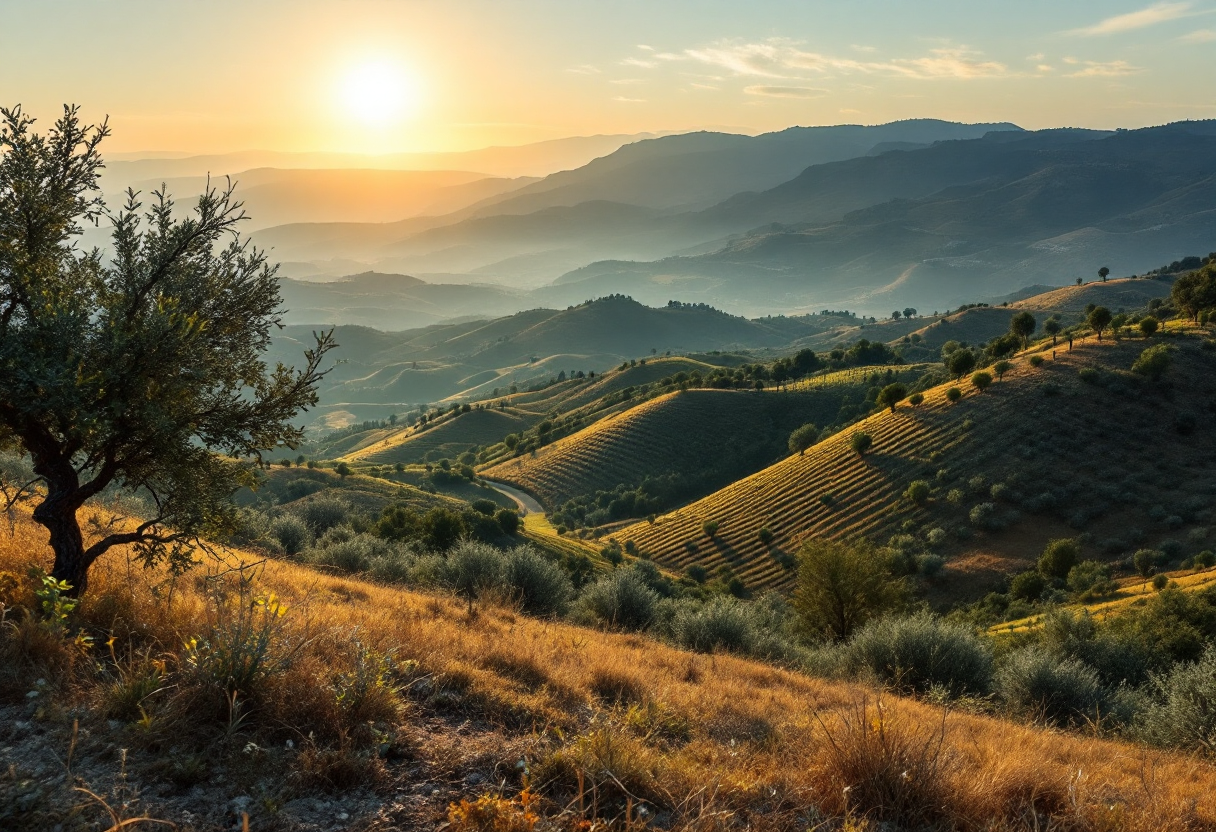 Panorama della Calabria con montagne e mare