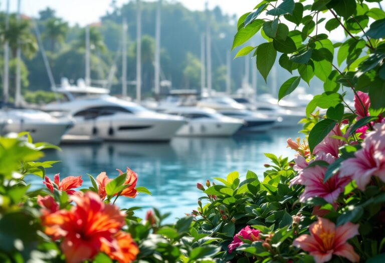 Immagine di yacht immersi nel verde a Marina Genova