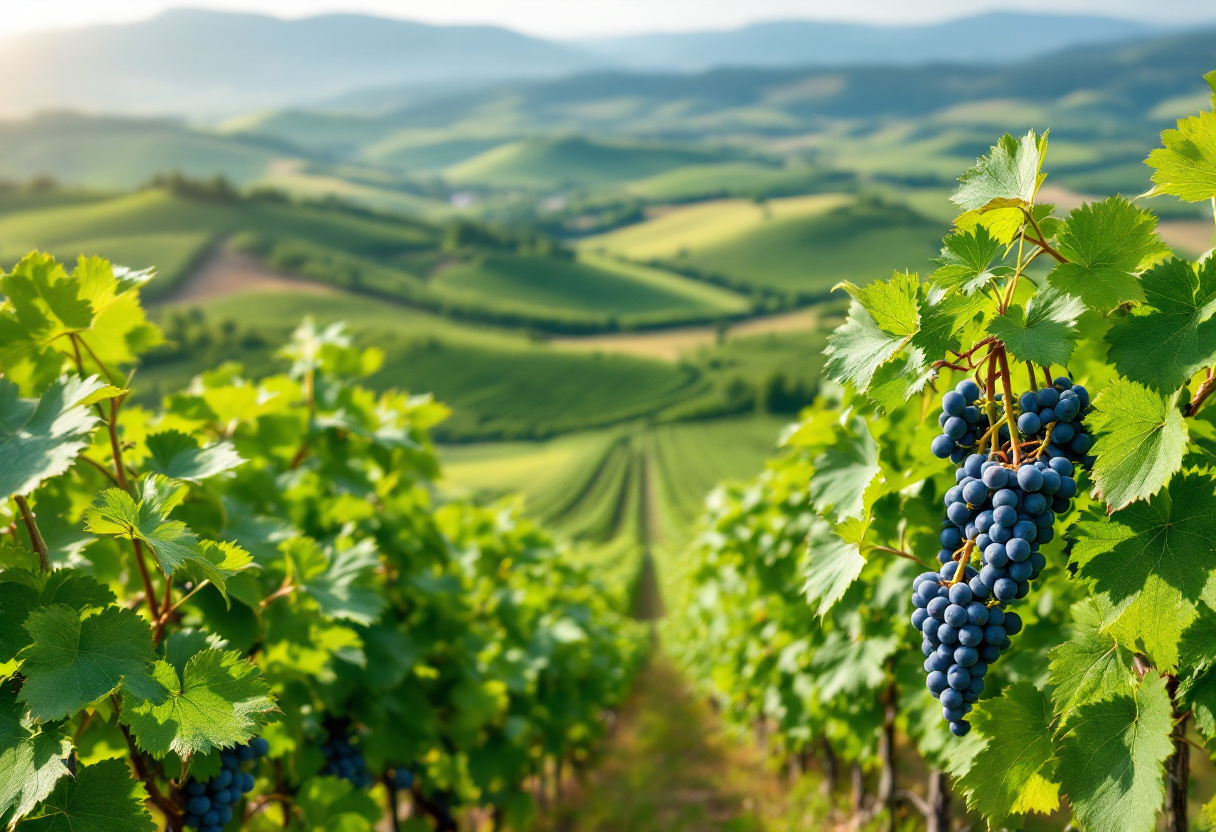 Vista delle cantine Ascheri nel Roero con vigneti