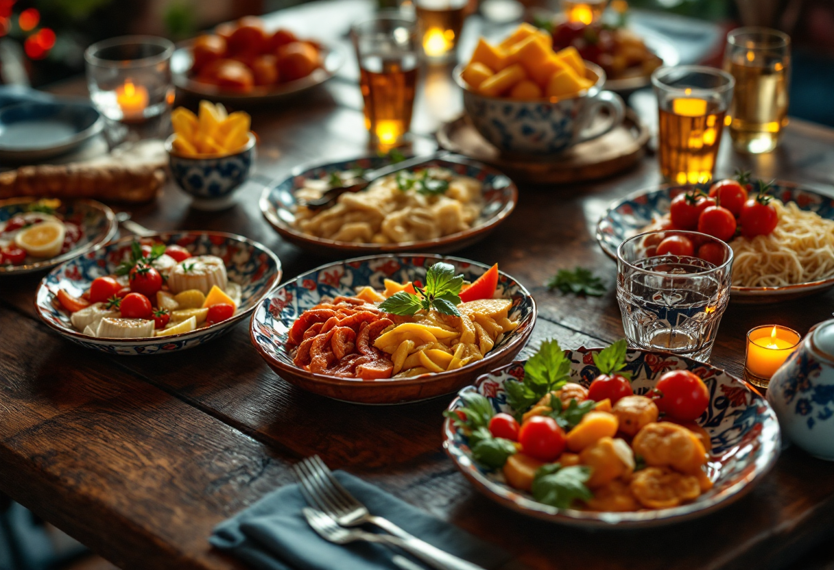 Piatto di pasta italiana con ingredienti freschi