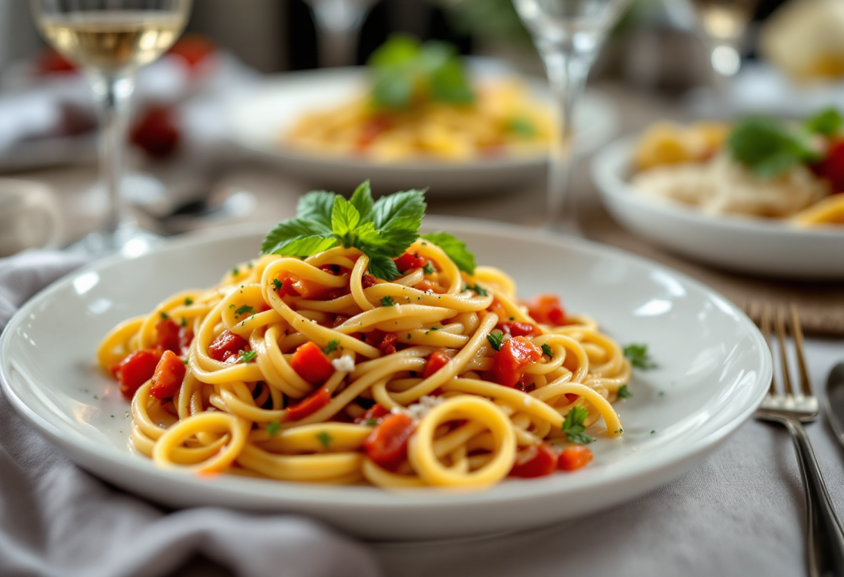 Un piatto tipico italiano durante un evento gastronomico