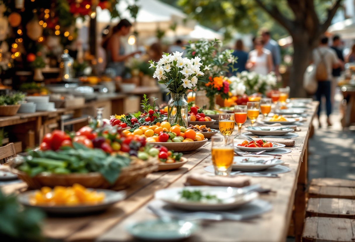 Immagine di un evento gastronomico in Italia con piatti tipici