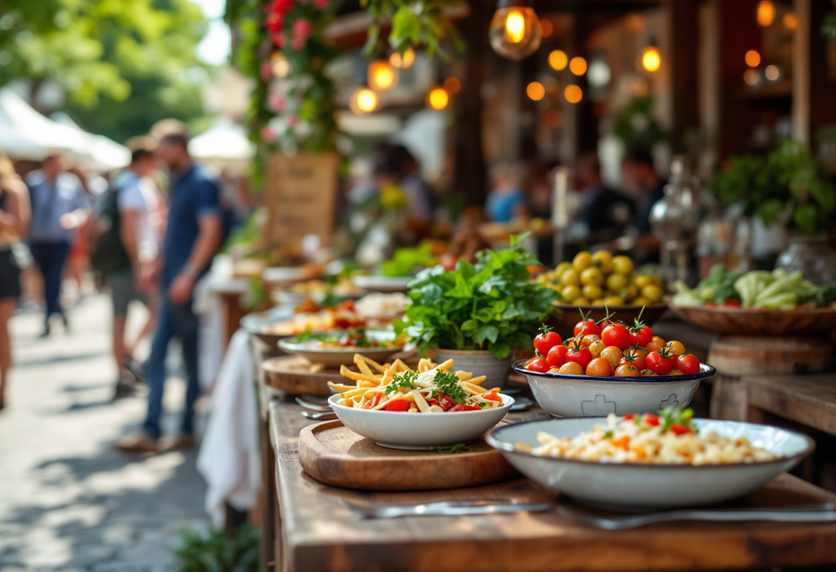 Immagine di un evento gastronomico in Italia con piatti tipici