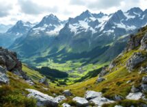 Panorama delle Alpi svizzere con natura incontaminata