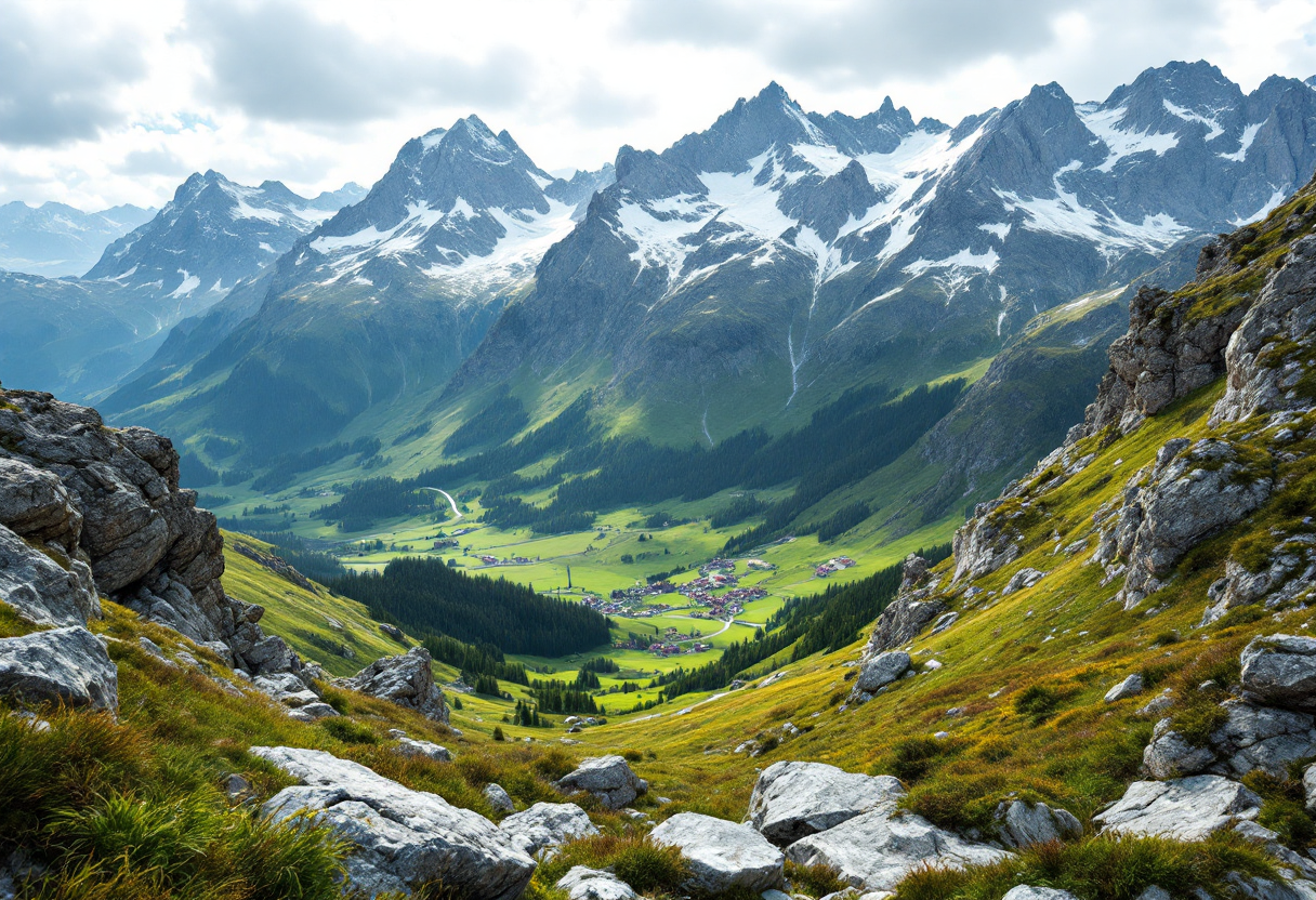 Panorama delle Alpi svizzere con natura incontaminata