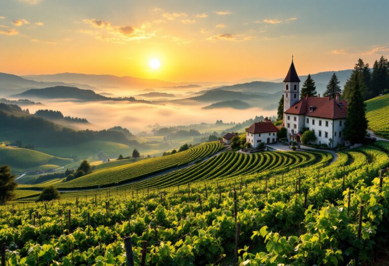 Panorama romantico della Slovenia con natura e storia