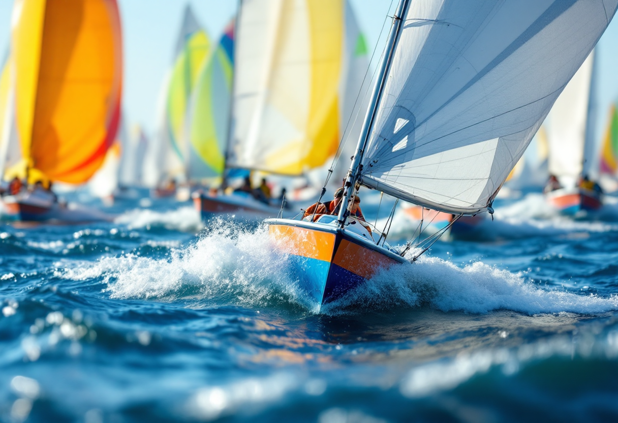 Vela classe 420 durante la regata a Marina degli Aregai