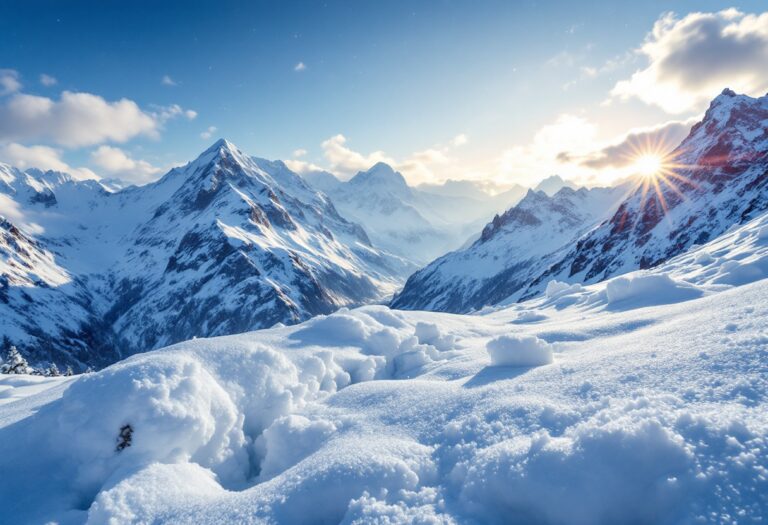 Turismo invernale in montagna con paesaggi innevati