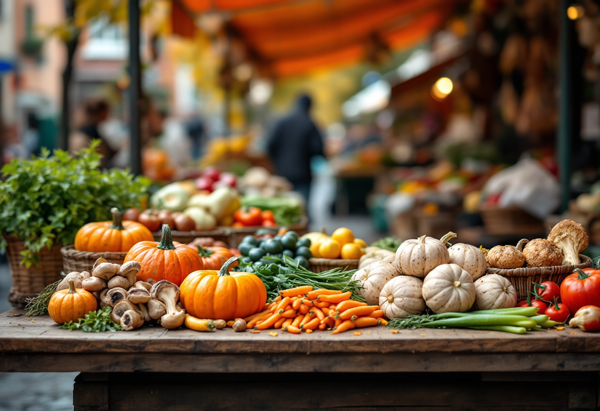 Piatto autunnale con ingredienti freschi e colorati